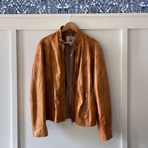 Misuri Italian Leather Jacket Moto Camel